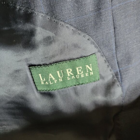 Lauren Ralph Lauren Blazer Men's 44L Flawed Wool Plaid Navy Blue Old Money Acade - Picture 5 of 12